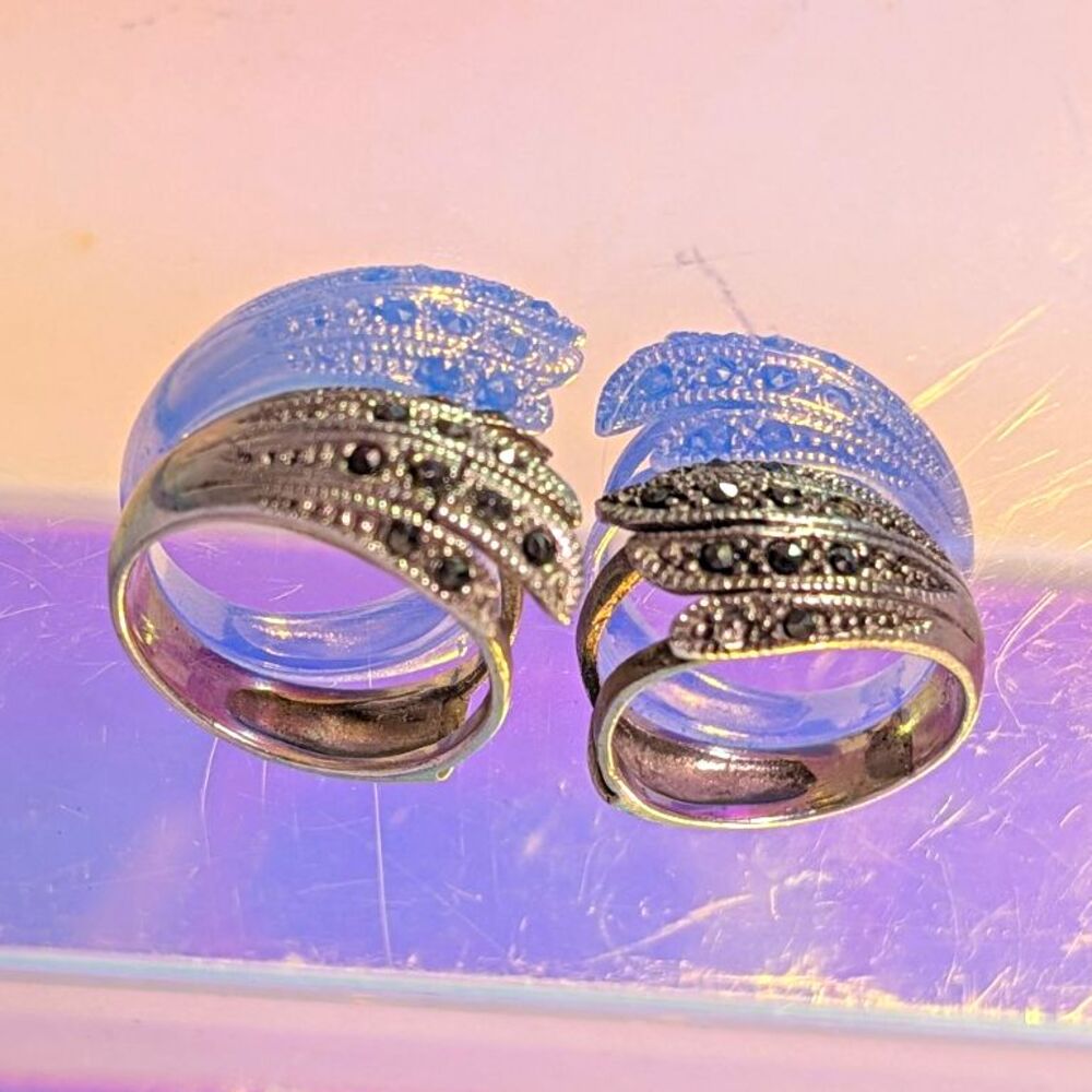 Vintage 1990s 925 Silver Best Friend Rings Set Size 6 Matching Pair 9g